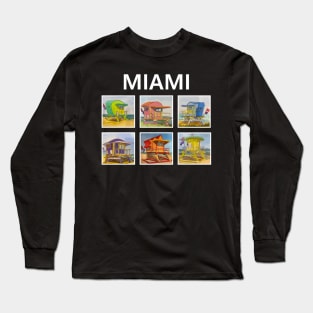 Miami - Lifeguard Towers of South Beach - WelshDesigns Long Sleeve T-Shirt